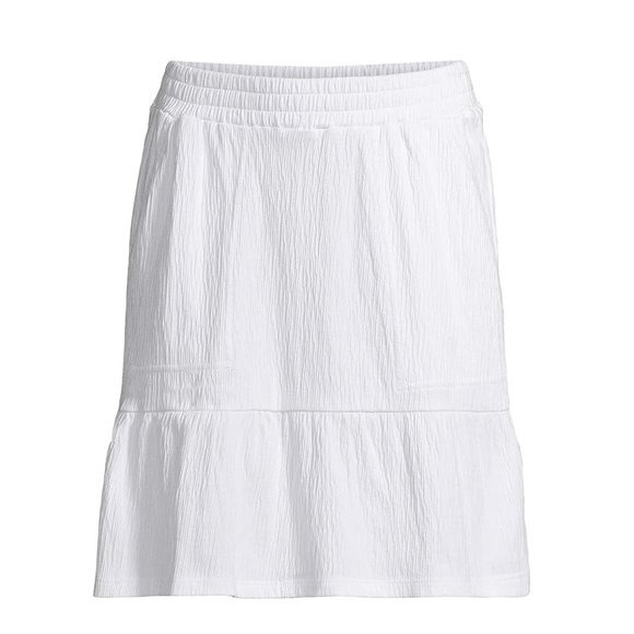NWT Lands End Womens Hi Rise Pull On Tiered Skirt Pure White Size S $75 FLC183 - Picture 5 of 5